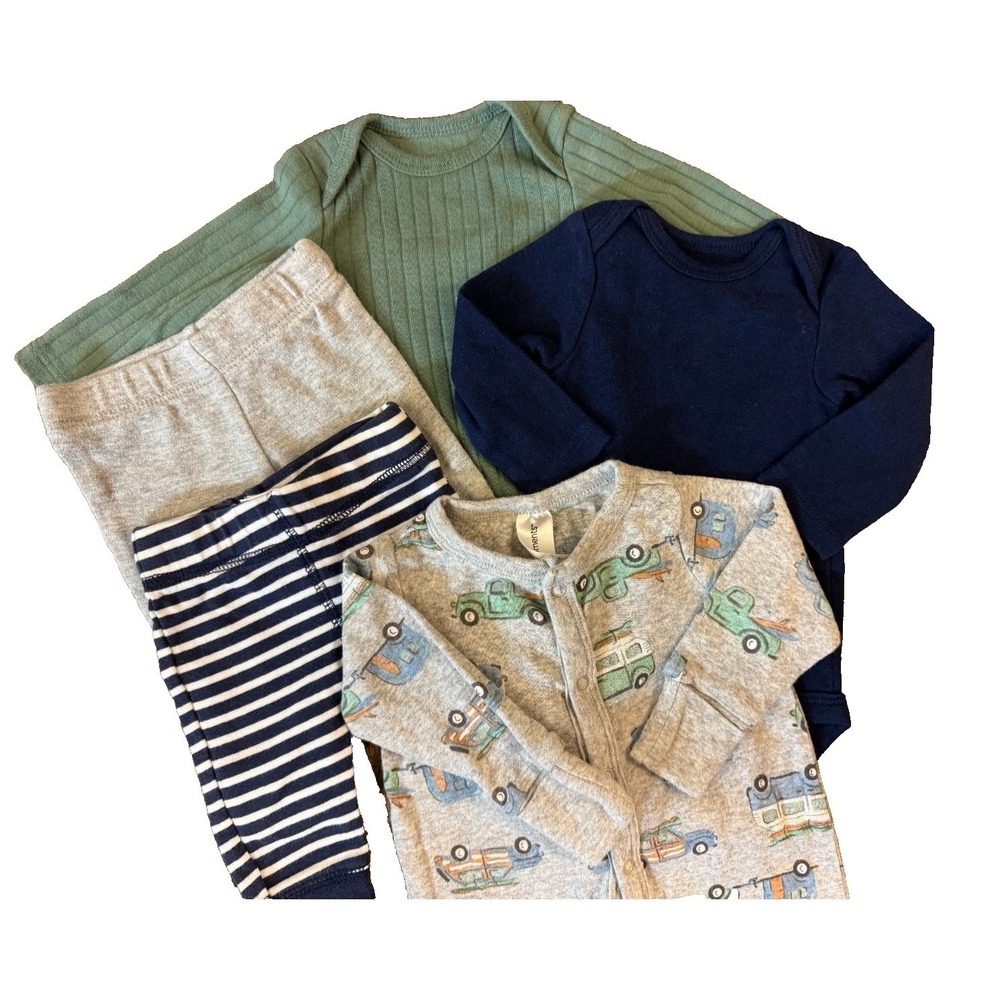 Baby Boy Clothes Newborn Basics Shirts Pants Bodysuits Romper Vehicles Solid